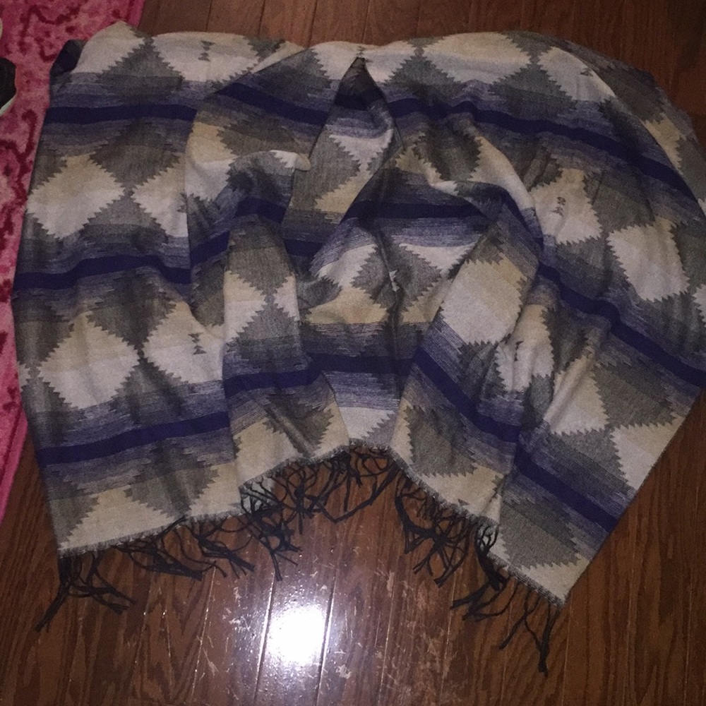 Blue Aztec poncho one size fits all